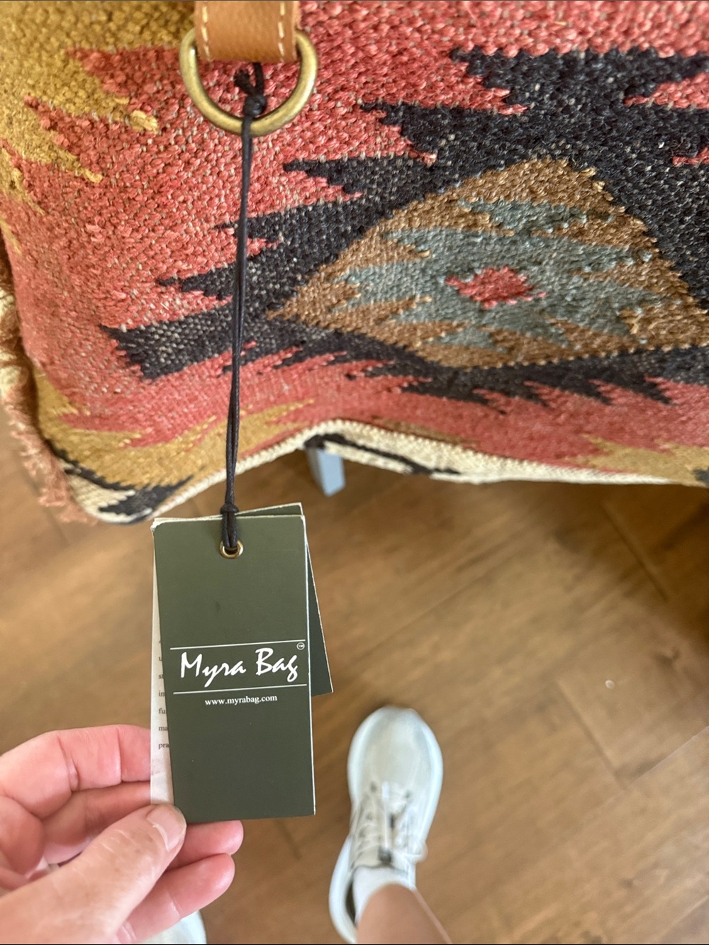 NWT Myra Woven Southwestern Tote Bag in Rust and Tan - Picture 4 of 5